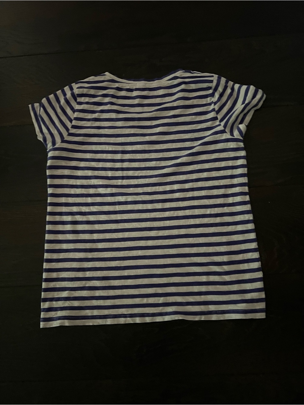 Classic Striped V-Neck Women's Tee in White and purple J Crew - Picture 2 of 5
